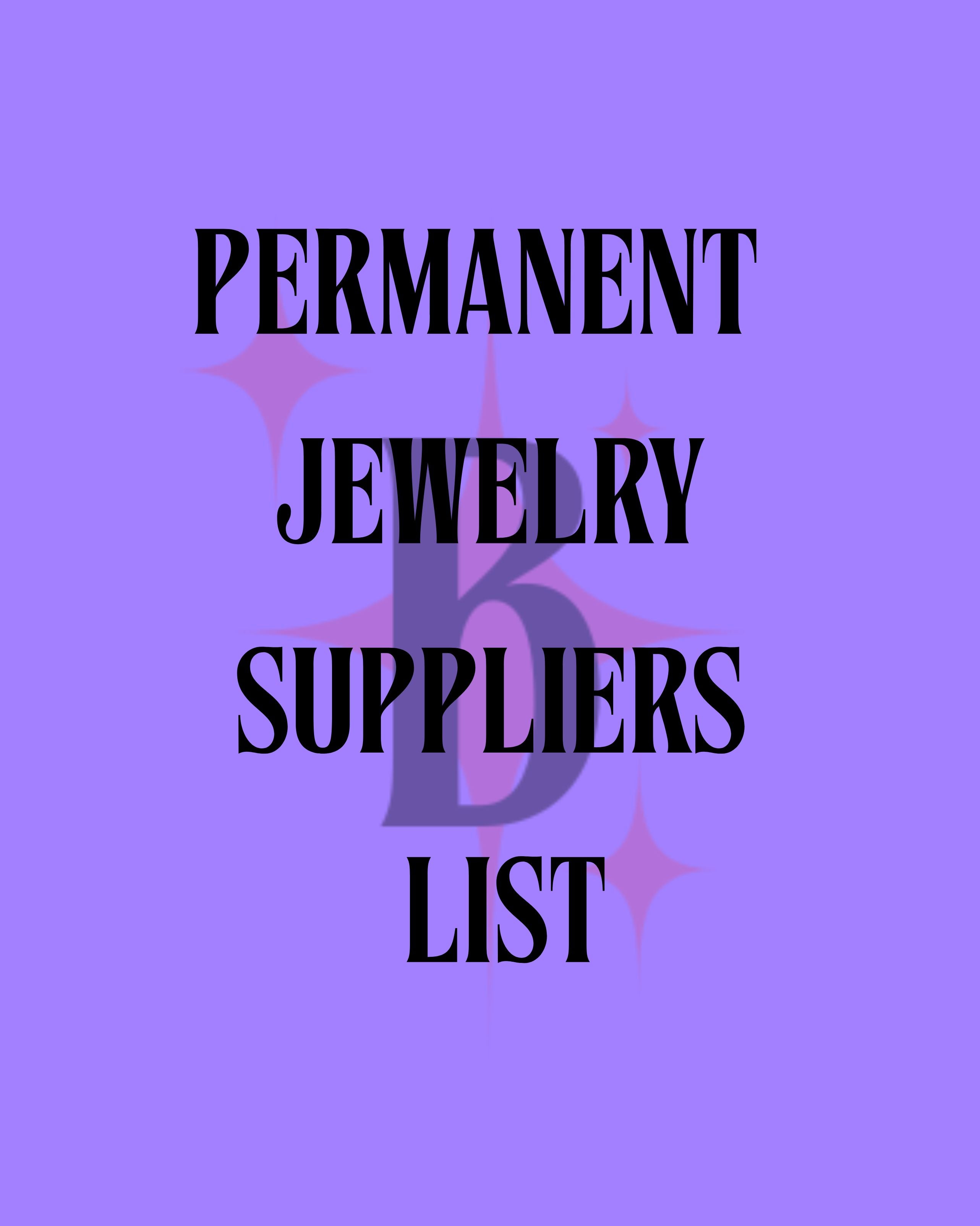 PERMANENT JEWELRY SUPPLIER LIST
