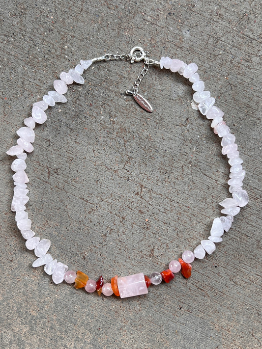 ROSE QUARTZ AND CARNELIAN ATTRACTION NECKLACE