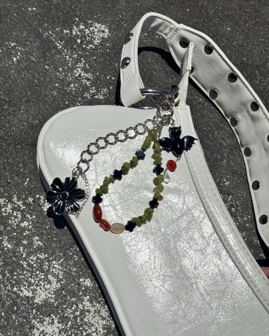 Spooky girl in the summer bag charm recycled jewelry