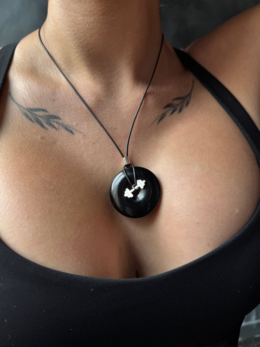black onyx crystal necklace