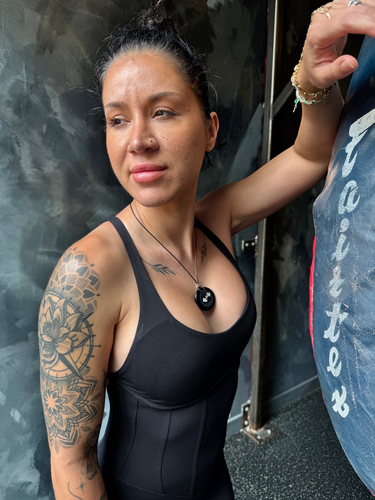 black onyx crystal necklace GYM 