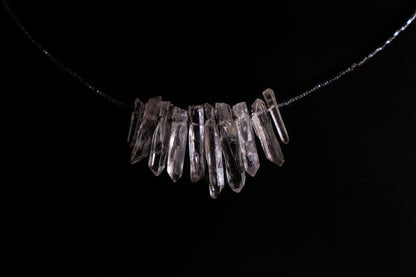 clear quarts hematite necklace silver