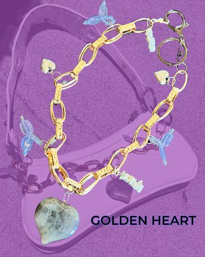 golden heart bag charm labradorite