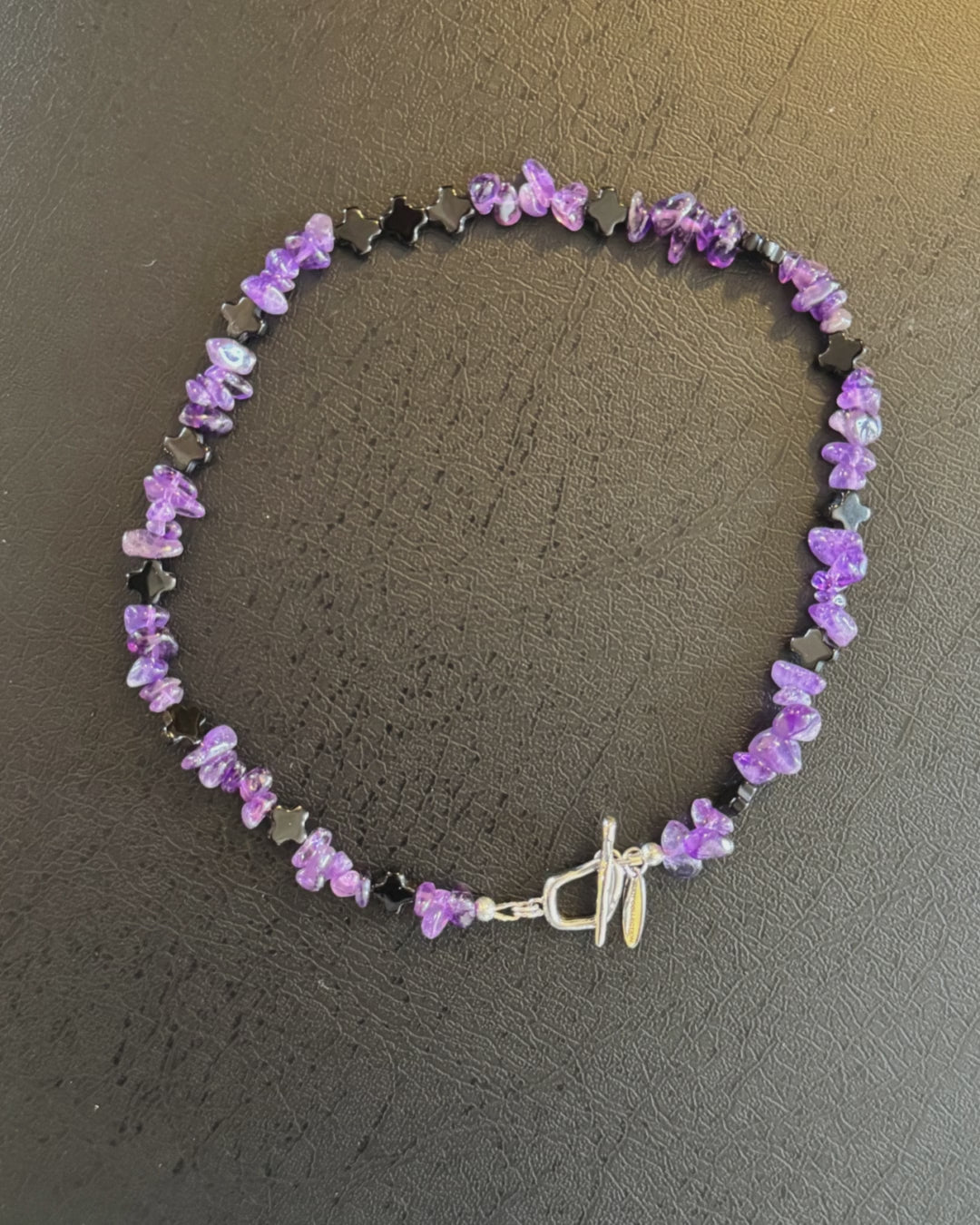 purple amethyst with black onyx chocker necklace