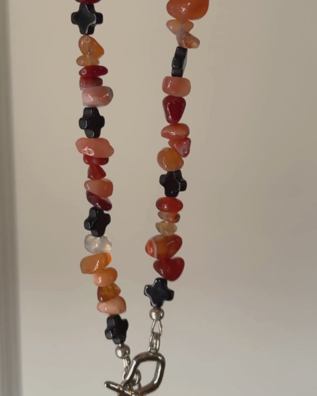 orange carnelian with black onyx chocker necklace