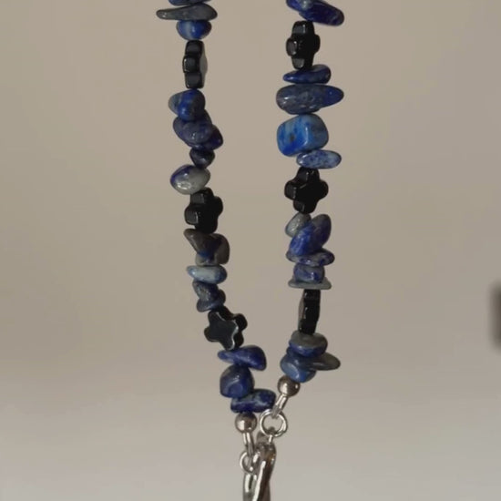blue lapis lazuli and black onyx chocker necklace authentic crystals