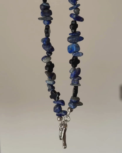 blue lapis lazuli and black onyx chocker necklace authentic crystals