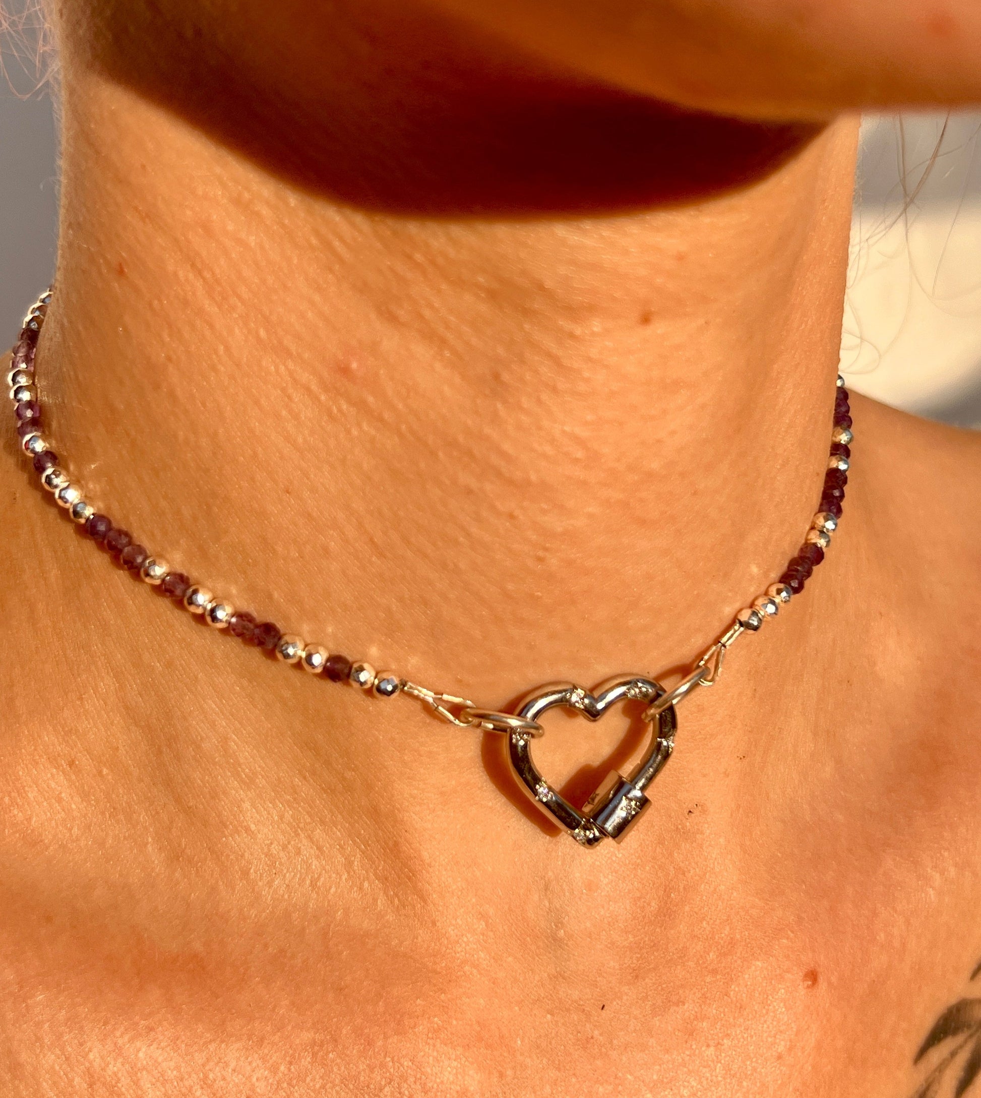 purple amethyst and rose quarts necklace sterling silver